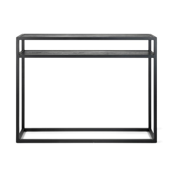 Fekete konzolasztal tölgyfa asztallappal 30x120 cm Daniël – Spinder Design