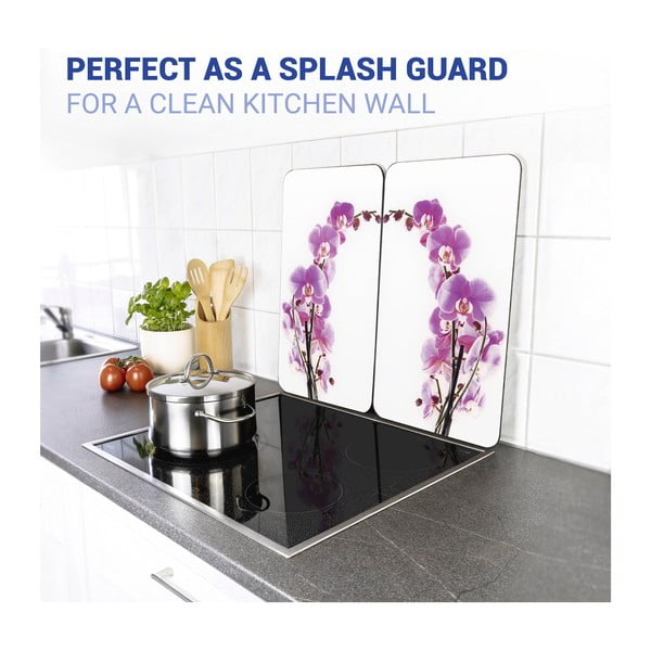 Edzett üveg tűzhely fedőlap szett 2 db-os 30x52 cm Orchid – Wenko-image-2