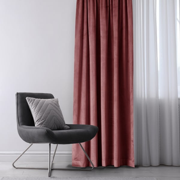 Rózsaszín bársony dimout (részleges sötétítő) függöny 140x270 cm Eyelets – Restilo-image-1