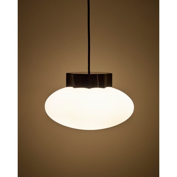Fehér-fekete fém függőlámpa üveg búrával ø 26 cm Idela – Kave Home-image-1