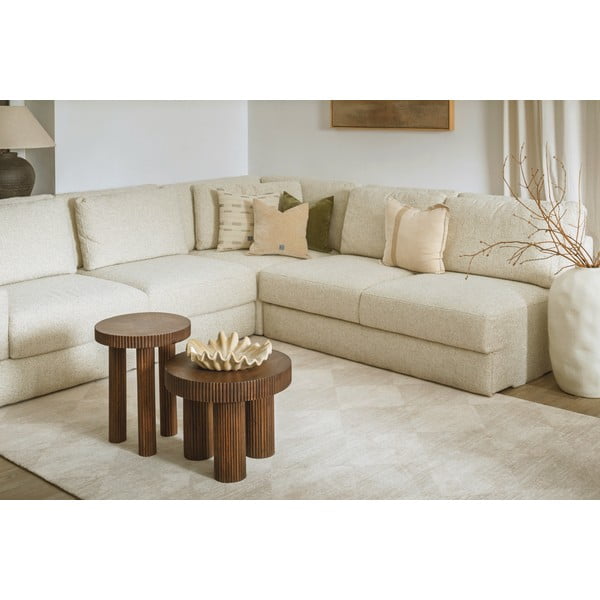 Bézs gyapjú szőnyeg 133x190 cm Agnus Checkered – Agnella-image-2