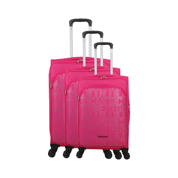Bellatrice 3 db bíbor színű gurulós bőrönd - Lulucastagnette
