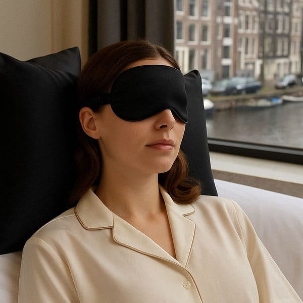 Fekete selyem alvómaszk Mulberry Silk – Mila Home Luxury-image-1