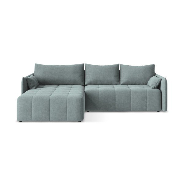 Kék kinyitható-tárolóhelyes sarokkanapé (bal oldali-heverő résszel) Moku – Makamii