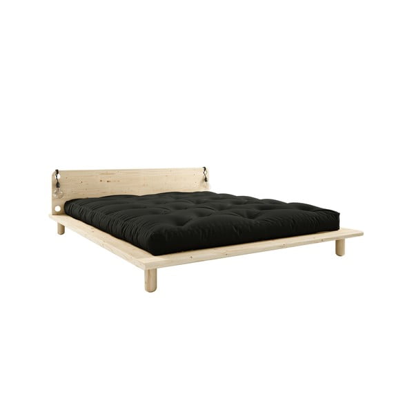 Peek kétszemélyes ágy, lámpával és fekete Double Latex matraccal, 180 x 200 cm - Karup Design