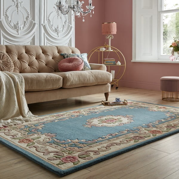Aubusson kék gyapjú szőnyeg, 120 x 180 cm - Flair Rugs-image-1