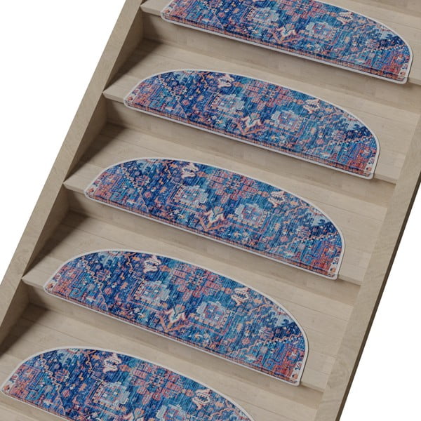 Kék lépcsőszőnyeg szett 16 db-os 20x65 cm Yoruk – Vitaus-image-1
