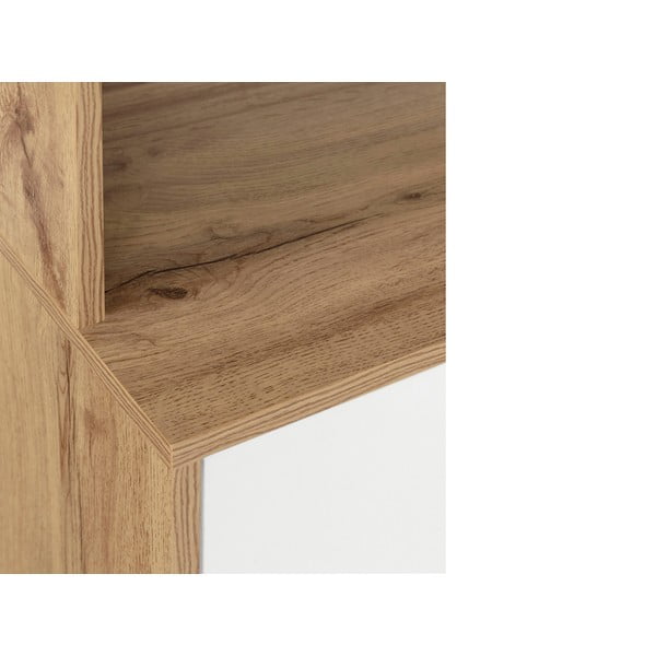 Fehér-natúr színű tálalószekrény tölgyfa dekorral 84x165 cm Skandi – Støraa-image-4