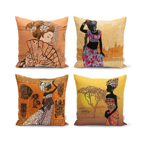 Eastern Ethnic 4 db-os dekorációs párnahuzat szett, 45 x 45 cm - Minimalist Cushion Covers