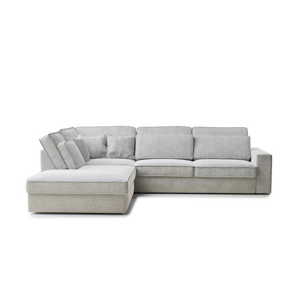 Világosszürke zsenília sarokkanapé (bal oldali-L alakú) Kirou – Maison de Rêve