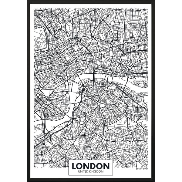 MAP/LONDON keretezett fali kép, 70 x 100 cm
