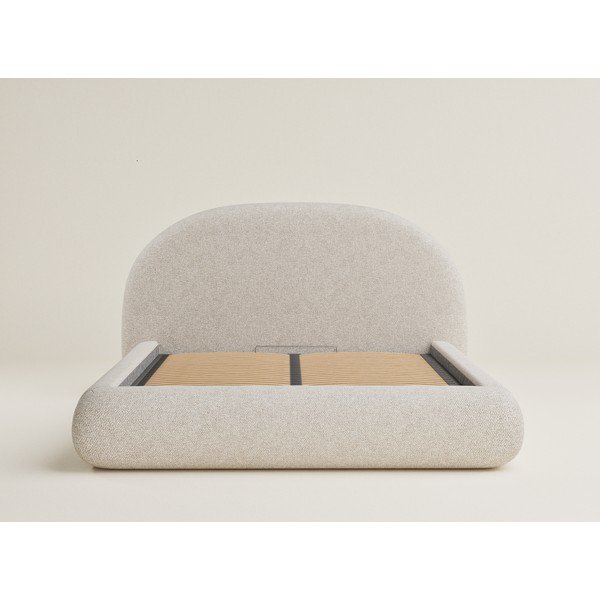 Krémszínű kárpitozott ágyneműtartós franciaágy ágyráccsal 140x200 cm Maumere – Maison de Rêve-image-2