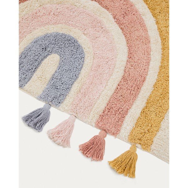 Elefántcsont színű mosható-kézi szövésű pamut gyerek szőnyeg 90x150 cm Tadea – Kave Home-image-4