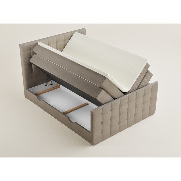 Bézs ágyneműtartós boxspring ágy 180x200 cm Tasca – Maison de Rêve-image-3