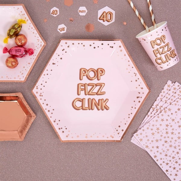 Glitz & Glamour Pop 8 db-os rózsaszín alátét szett, ⌀ 27 cm - Neviti