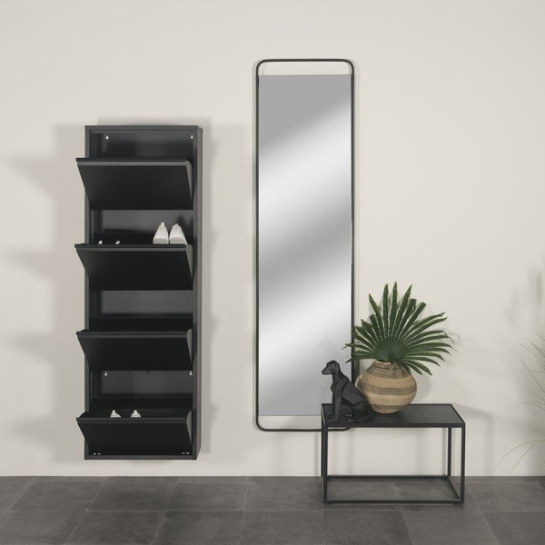 Fekete fém billenő ajtós cipőtartó 50x150x22 cm Billy – Spinder Design-image-1