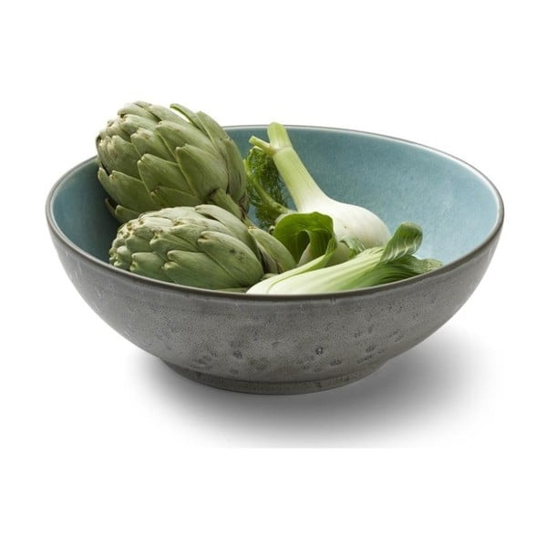 Mensa szürke agyagkerámia salátástál halványkék belső zománccal, átmérő 30 cm - Bitz-image-3