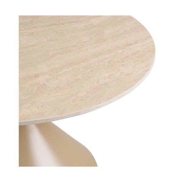 Bézs kerek dohányzóasztal kerámia asztallappal ø 70 cm Annecy – House Nordic-image-4