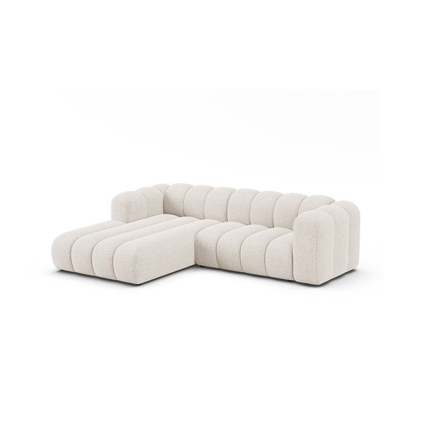 Krémszínű zsenília sarokkanapé (bal oldali-heverő résszel) Lupine – Micadoni -image-1