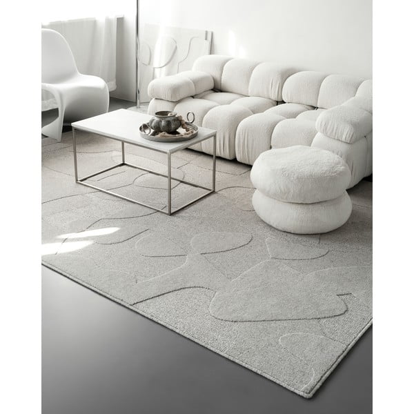 Világosszürke gyapjú szőnyeg 133x190 cm Morphic Botanica – Agnella-image-1