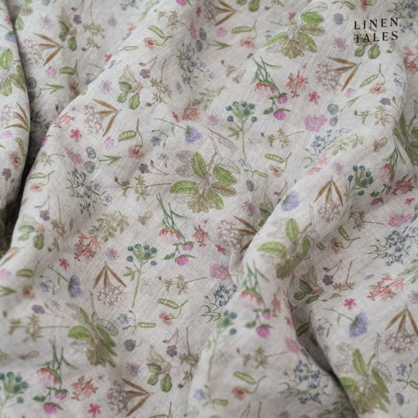 Natúr színű gumis len lepedő 200x200 cm Botany 2 – Linen Tales-image-1