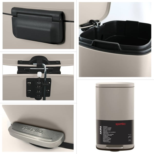 Szürkésbarna acél pedálos szemetes 50 l   Akira – Spirella-image-4