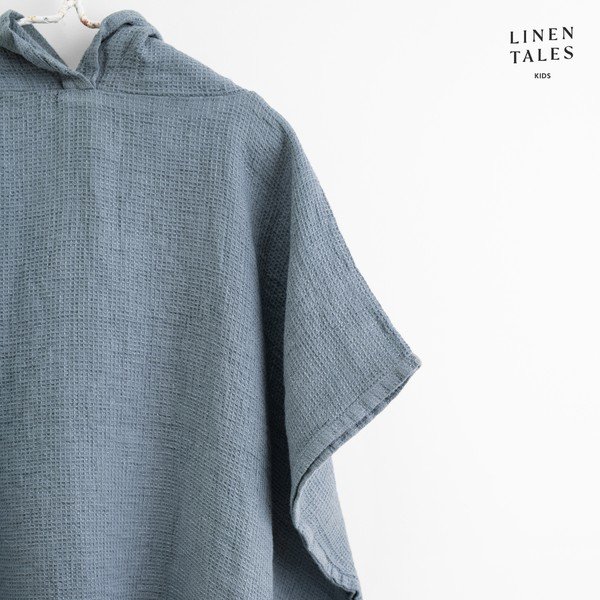 Kék len gyerek fürdőköpeny 1-2 év – Linen Tales-image-1