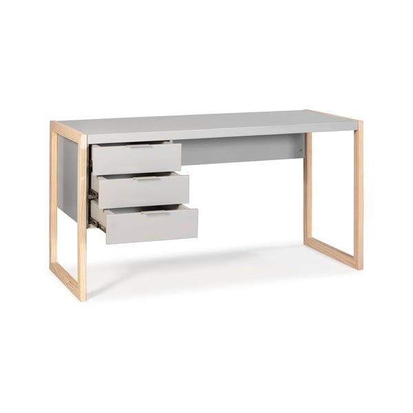 Frank szürke íróasztal borovi fenyőfa lábakkal - Marckeric-image-4