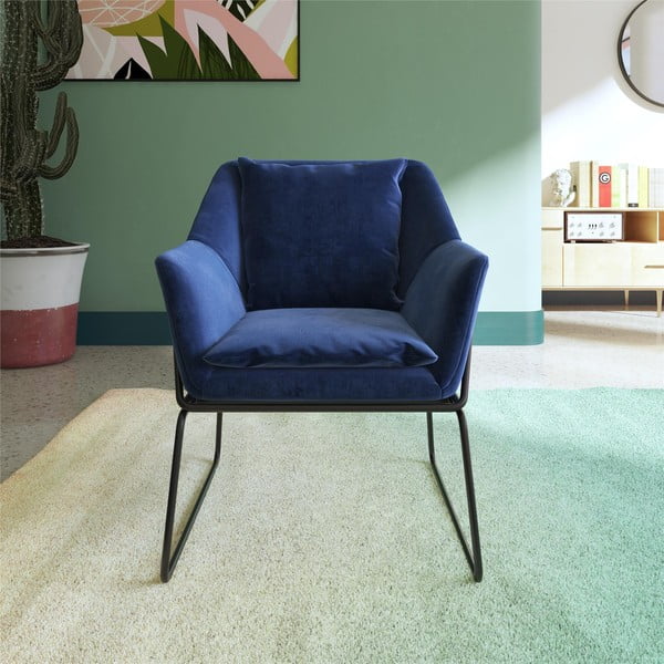 Kék bársony fotel Avery – Støraa-image-2