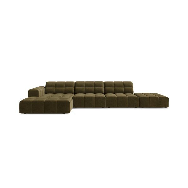 Khaki bársony sarokkanapé (bal oldali-heverő résszel) Chicago – Cosmopolitan Design