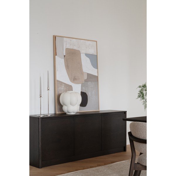 Sötét natúr színű komód tölgyfa dekorral 180x70x40 cm Melstone – Rowico-image-1