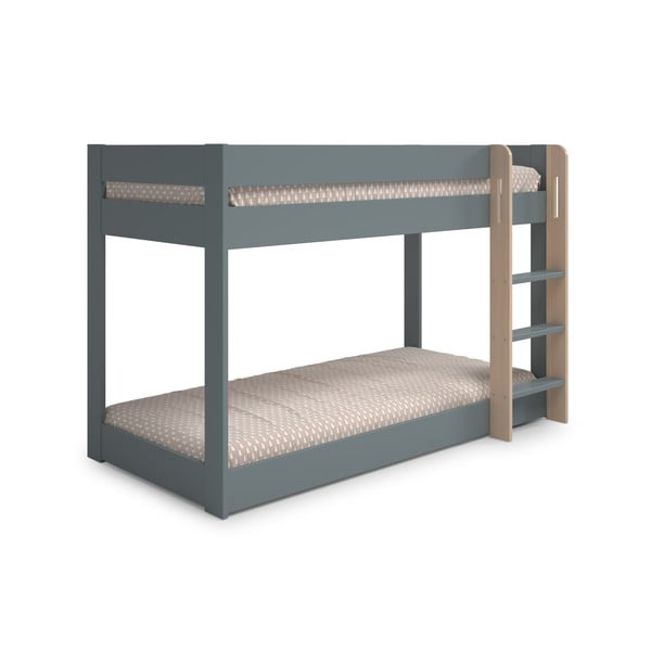 Szürkészöld emeletes gyerekágy ágyráccsal 90x190 cm Angel – Marckeric-image-3