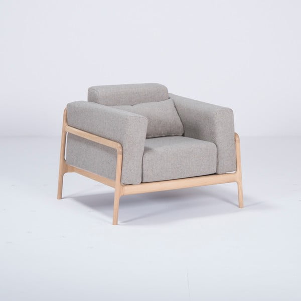 Fawn tölgyfa fotel szürke szövet ülőrésszel - Gazzda-image-2
