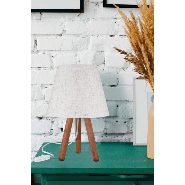 Fehér-natúr színű asztali lámpa textil búrával (magasság 33,5 cm) – Squid Lighting-image-1