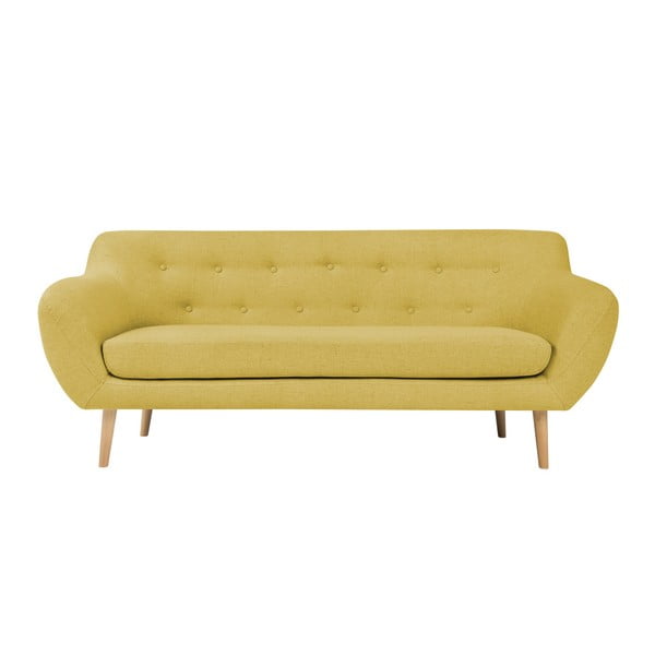 Sicile sárga kétszemélyes kanapé világos lábakkal - Mazzini Sofas