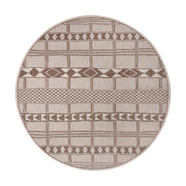 Madrid barna-bézs kültéri szőnyeg, ø 120 cm - Ragami