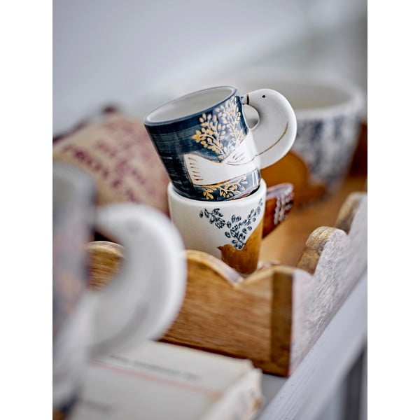 Kék-krémszínű agyagkerámia eszpresszó csésze szett 2 db-os 55 ml Hezha – Bloomingville-image-2