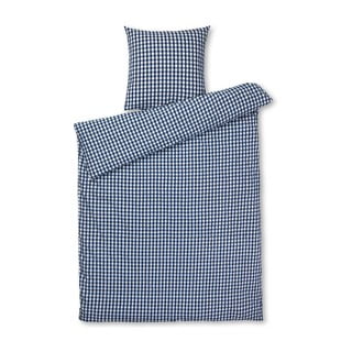 Fehér-sötétkék egyszemélyes krepp ágyneműhuzat 140x200 cm Bæk&Bølge – JUNA