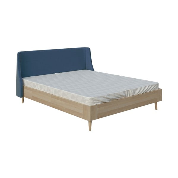 Lagom Side Wood kék kétszemélyes ágy, 180 x 200 cm - AzAlvásért