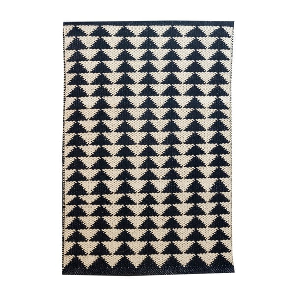 Triangle fekete-bézs kézzel szőtt pamut szőnyeg, 60 x 90 cm - Pipsa