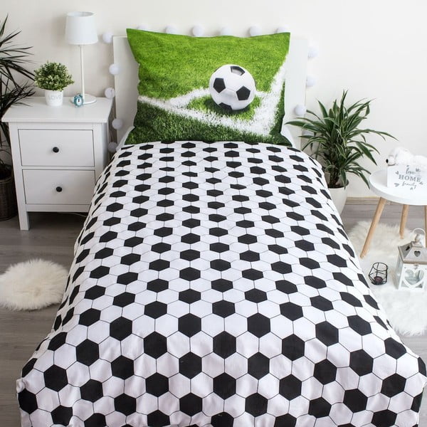 Zöld egyszemélyes pamut gyerek ágyneműhuzat 140x200 cm Football – Jerry Fabrics-image-2