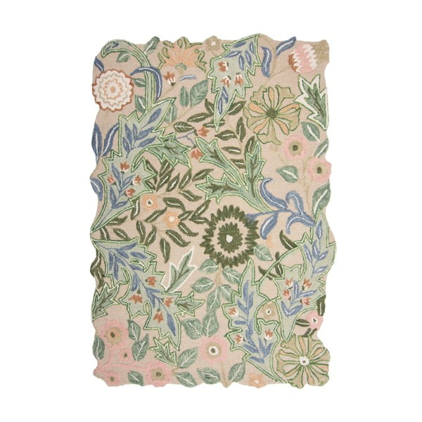 Zöld kézi szövésű gyapjú szőnyeg 200x290 cm Bryony Shaped Floral – Flair Rugs