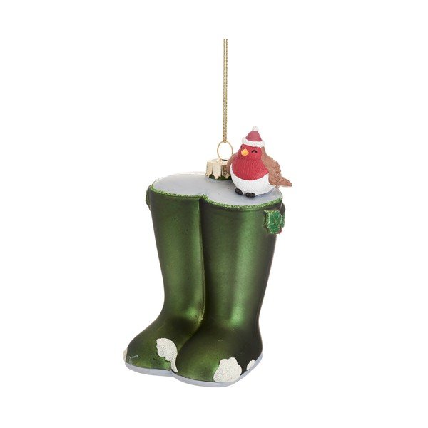 Üveg kézzel készített karácsonyfadísz 12 cm Christmas Wellies – Sass & Belle