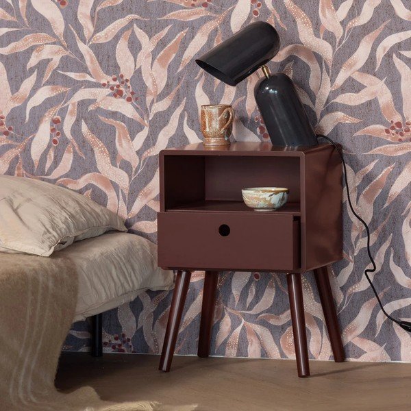 Borvörös MDF éjjeliszekrény Ozzy – WOOOD-image-1