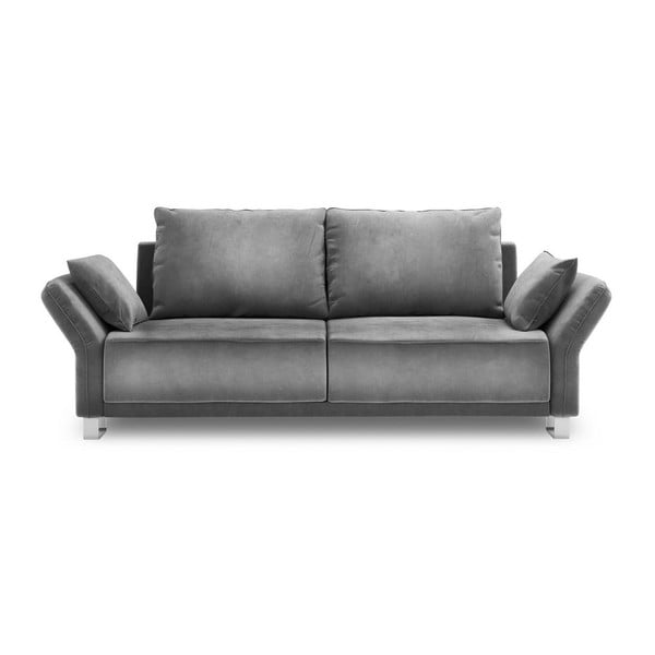 Pyxis szürke háromszemélyes kinyitható kanapé bársony kárpittal - Windsor & Co Sofas