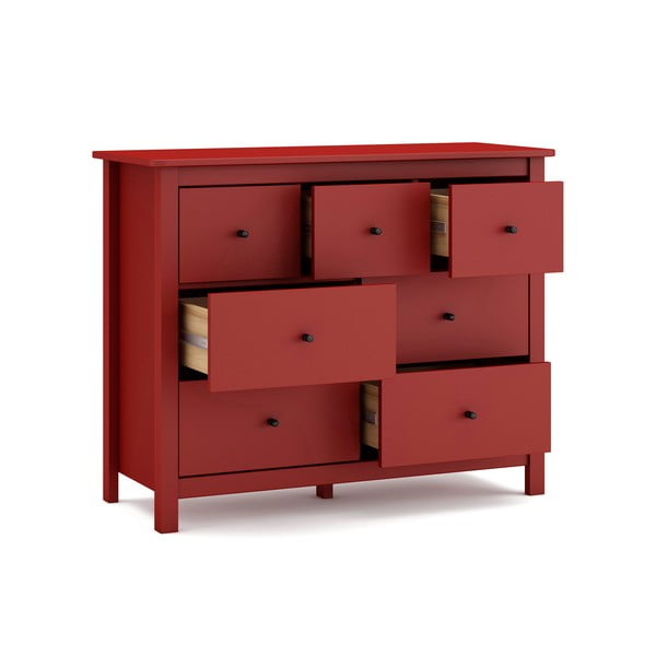 Piros borovi fenyő alacsony komód 110x80 cm Misti – Marckeric-image-3