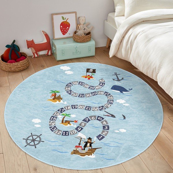 Világoskék gyerek szőnyeg ø 80 cm Comfort – Mila Home-image-4