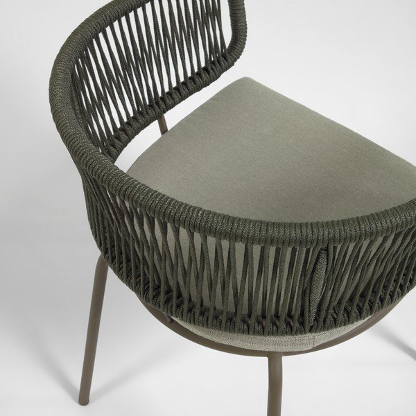 Nadin acélszerkezetű kerti szék zöld húrozással - Kave Home-image-4