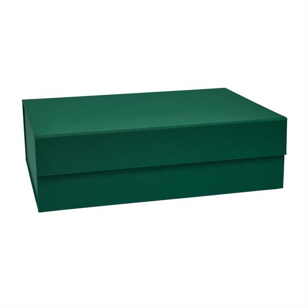 Sötétzöld fedeles karton tárolódoboz 45x33x15 cm Hako – OYOY Living Design