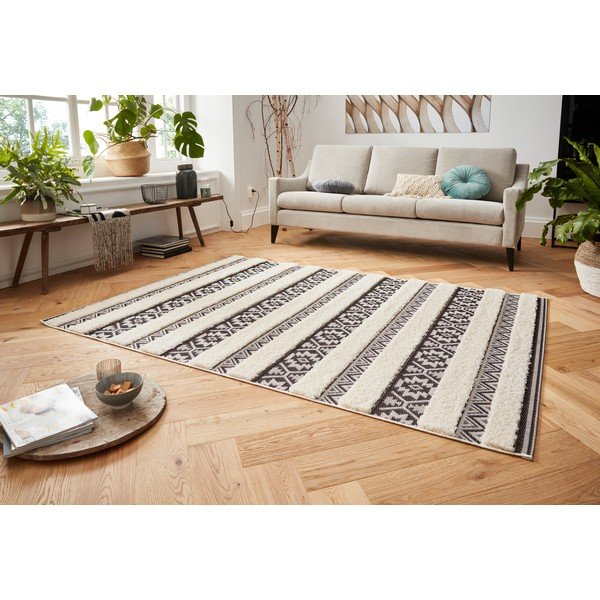 Temara krémszín-fekete szőnyeg, 200 x 290 cm - Mint Rugs-image-3